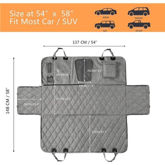 Pets Car Dog Cover Back Seat -Car Hammock for Dogs Waterproof-Dog Car Seat Cover - Picture 3 of 6